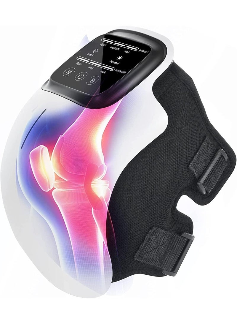 جهاز تدليك ذكي للركبة بثلاثة اوضاع تسخين شاشة LED تعمل باللمس وشحن واجهة من النوع C، ضغط حراري بالاشعة تحت الحمراء والالياف الكربونية لتخفيف إجهاد الركبة والالم - Image 1